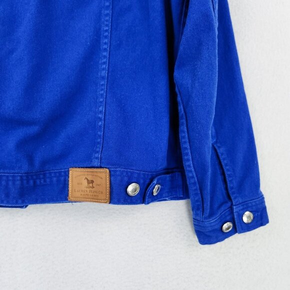 Ralph Lauren Jacket Women 1X Blue Denim Trucker Jean Button Front Casual Classic - Picture 11 of 12